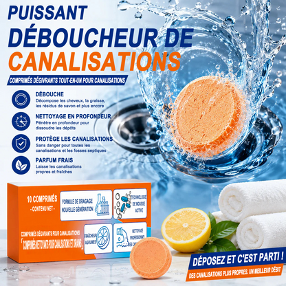 💥 Pastilles nettoyantes moussantes pour canalisations — Oxygène actif | Élimine les nuisibles des canalisations | Sans javel, sans soude caustique, sans danger pour les tuyaux