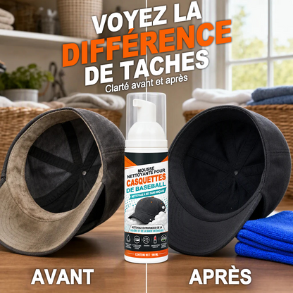 Dernier jour -80% 🔥 | Nettoyant mousse pour casquettes – Sans rinçage, sans traces de transpiration