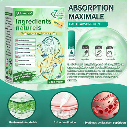 💖 𝑷𝒉𝒂𝒓𝒎𝒂𝒄𝒊𝒆 𝑶𝒇𝒇𝒊𝒄𝒊𝒆𝒍𝒍𝒆 💖 | 🇫🇷 Purelora® Patch Nano Microneedle 10-en-1 aux ingrédients naturels ✅ Aide à gérer le poids, soutient cœur, glycémie, intestin & articulations, raffermit la peau et booste l’énergie.