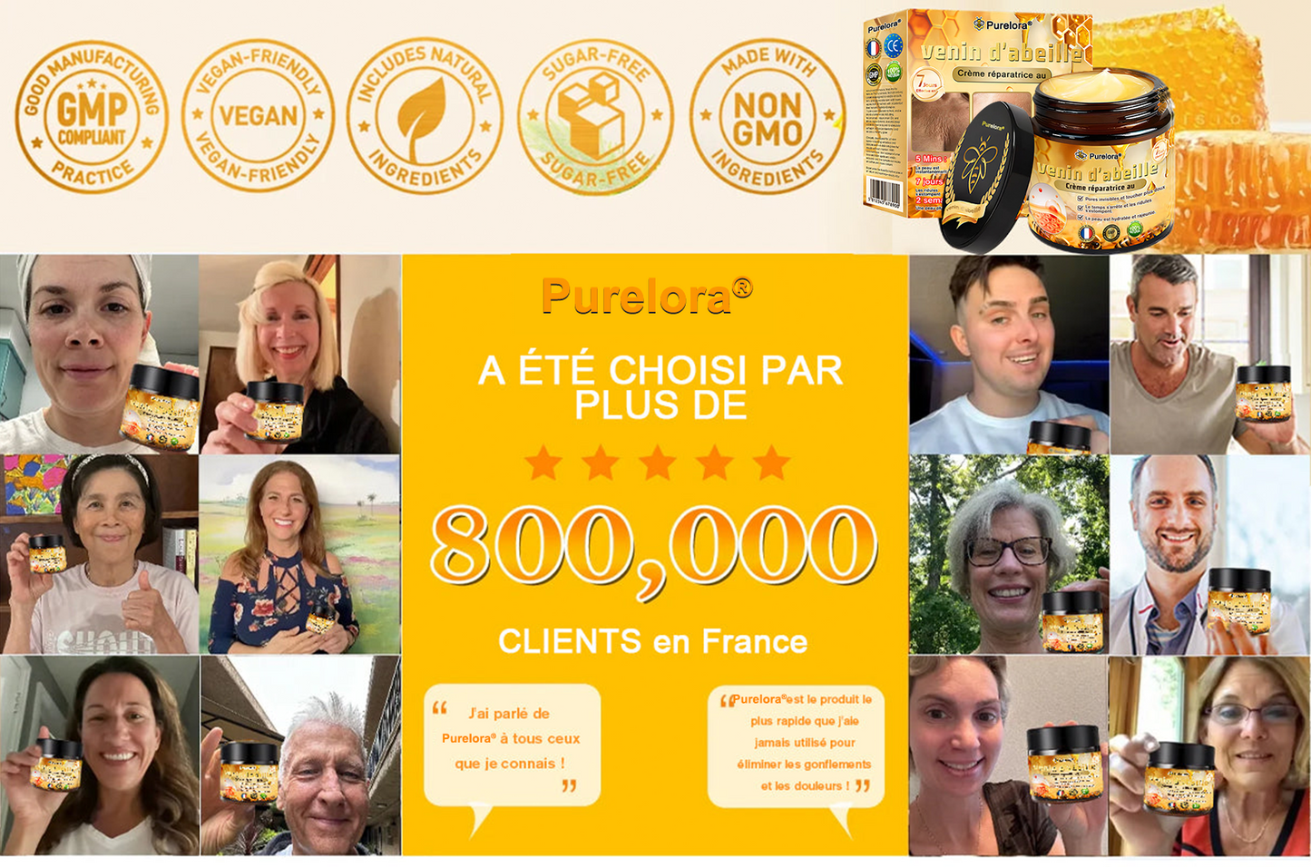 "Fabriqué et expédié de France|🐝Boutique officielle✨Purelora® venin d'abeille Crème réparatrice au 🔥 DERNIER JOUR - 80 % DE RÉDUCTION 💎"