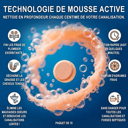 💥 Pastilles nettoyantes moussantes pour canalisations — Oxygène actif | Élimine les nuisibles des canalisations | Sans javel, sans soude caustique, sans danger pour les tuyaux