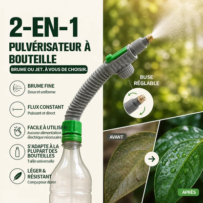 🌿 Pulvérisateur manuel pour bouteille avec buse réglable – Outil de pulvérisation de jardin portable DIY, compatible avec les bouteilles en plastique standard pour l’arrosage des plantes, la fertilisation et le contrôle des nuisibles
