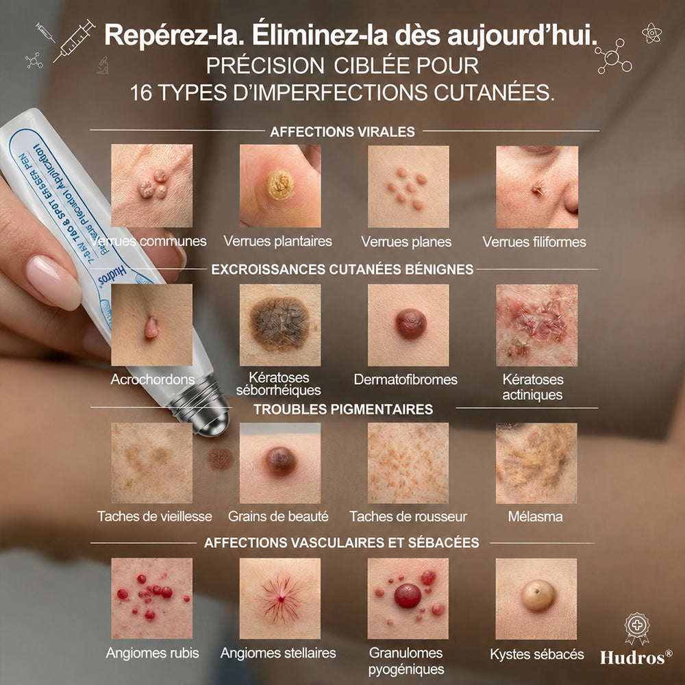 Boutique officielle de la marque | Hudros® 7 Jours Effaceur de taches et d’excroissances cutanées(Zéro douleur, zéro cicatrice – Roller)👍