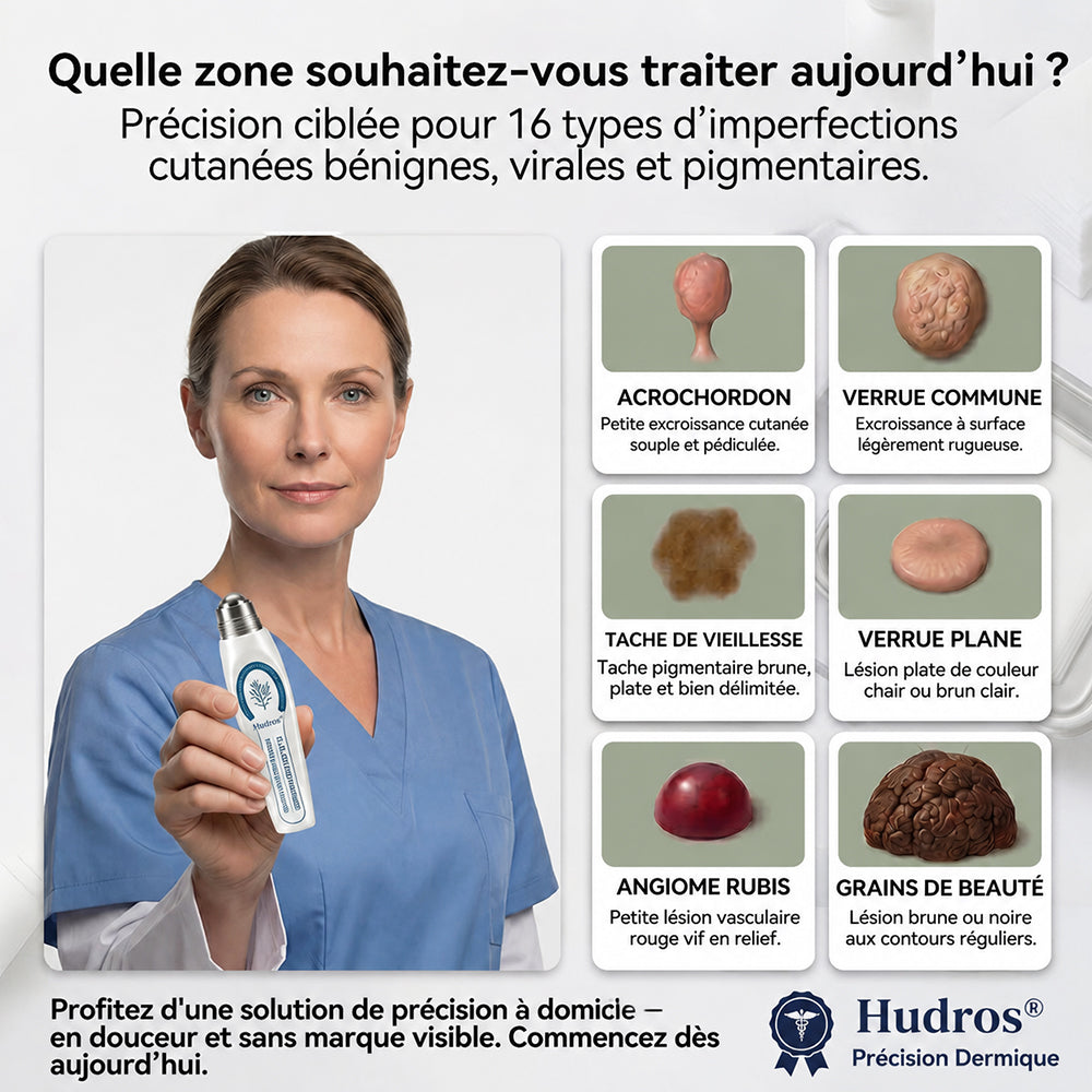 Boutique officielle de la marque | Hudros® 7 Jours Effaceur de taches et d’excroissances cutanées(Zéro douleur, zéro cicatrice – Roller)👍