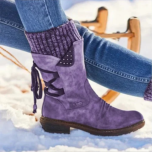 🔥 DERNIER JOUR – 80 % DE RÉDUCTION 🔥 Bottes d’hiver femme à soutien orthopédique, nœud & doublure chaude en laine