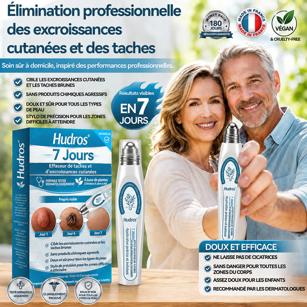 Boutique officielle de la marque | Hudros® 7 Jours Effaceur de taches et d’excroissances cutanées(Zéro douleur, zéro cicatrice – Roller)👍