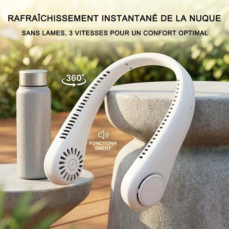 🇫🇷Dernier jour – 80 % de réduction 🔥 🍃 Ventilateur de cou portable sans pales – Refroidissement silencieux à 360° pour l’été, les voyages et les activités en plein air