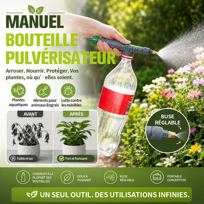 🌿 Pulvérisateur manuel pour bouteille avec buse réglable – Outil de pulvérisation de jardin portable DIY, compatible avec les bouteilles en plastique standard pour l’arrosage des plantes, la fertilisation et le contrôle des nuisibles