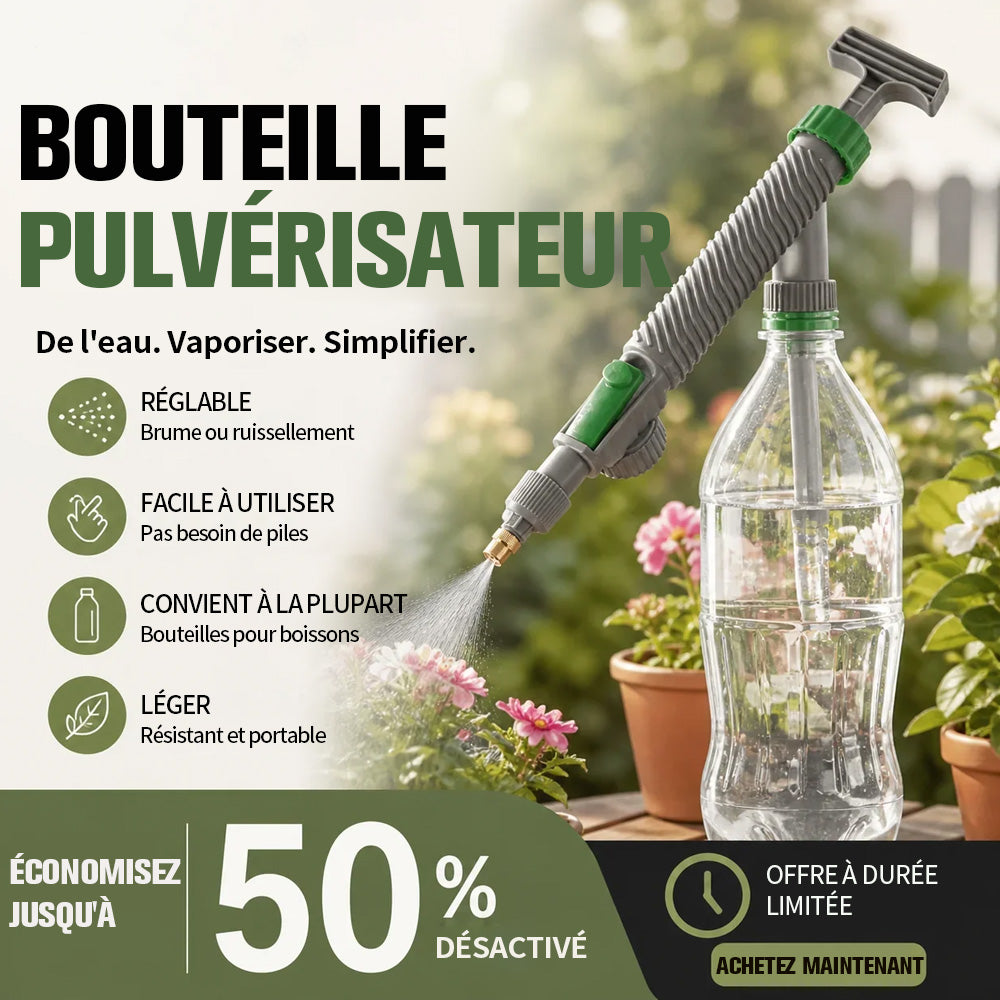 🌿 Pulvérisateur manuel pour bouteille avec buse réglable – Outil de pulvérisation de jardin portable DIY, compatible avec les bouteilles en plastique standard pour l’arrosage des plantes, la fertilisation et le contrôle des nuisibles