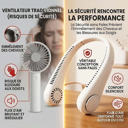 🇫🇷Dernier jour – 80 % de réduction 🔥 🍃 Ventilateur de cou portable sans pales – Refroidissement silencieux à 360° pour l’été, les voyages et les activités en plein air