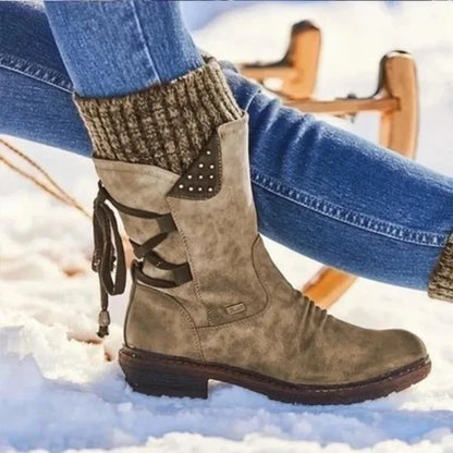 🔥 DERNIER JOUR – 80 % DE RÉDUCTION 🔥 Bottes d’hiver femme à soutien orthopédique, nœud & doublure chaude en laine